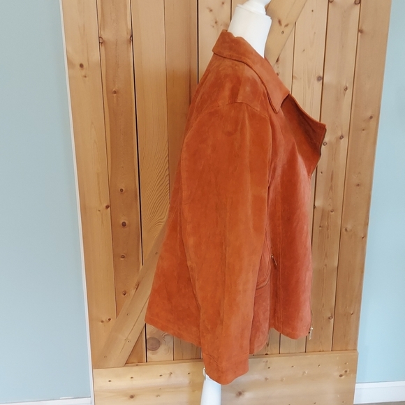 Dennis Basso Orange Suede Leather Jacket Motorcycle Style Women’s Size XXXL 3X - Picture 6 of 11